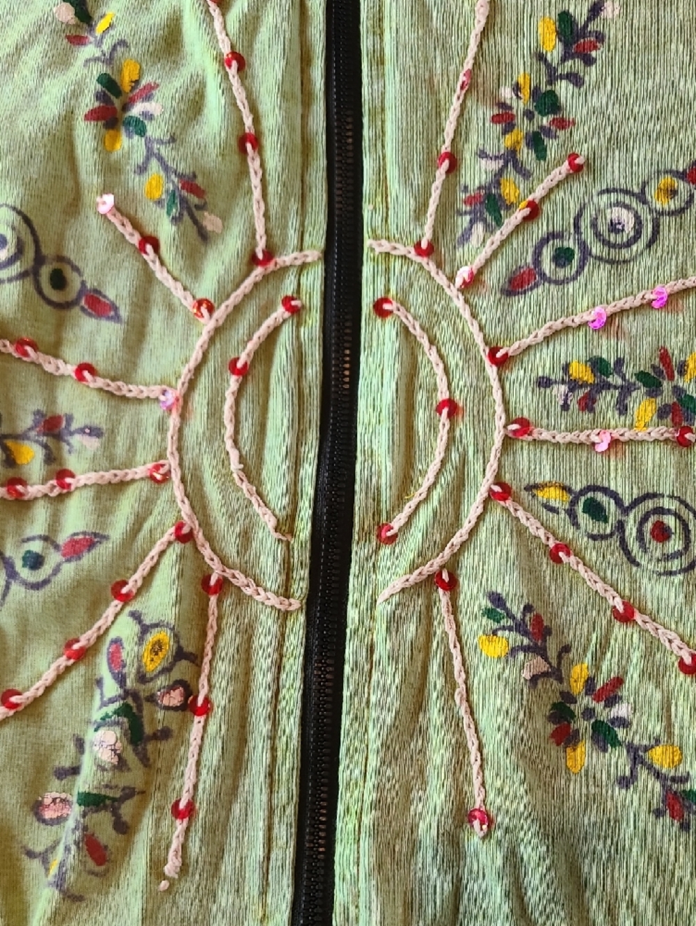 Rising International Multicolor Embroidered Hooded Bomber Jacket - Picture 3 of 6
